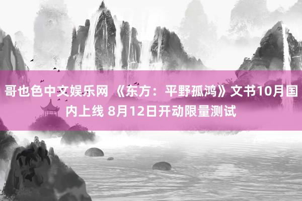 哥也色中文娱乐网 《东方:平野孤鸿》文书10月国内上线 8月12日开动限量测试