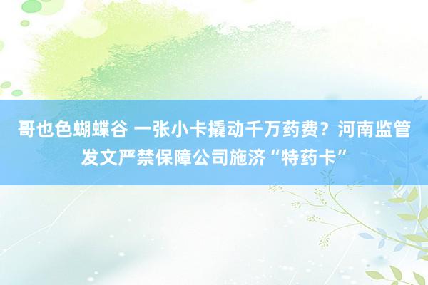 哥也色蝴蝶谷 一张小卡撬动千万药费？河南监管发文严禁保障公司施济“特药卡”