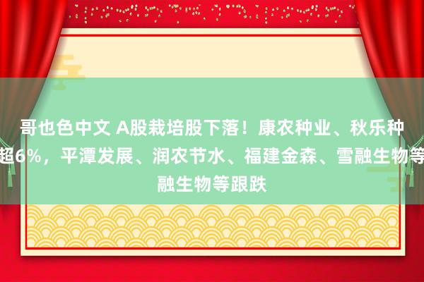 哥也色中文 A股栽培股下落！康农种业、秋乐种业跌超6%，平潭发展、润农节水、福建金森、雪融生物等跟跌
