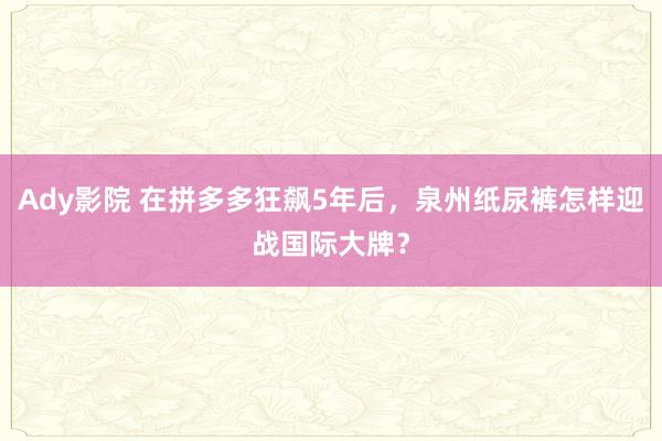 Ady影院 在拼多多狂飙5年后，泉州纸尿裤怎样迎战国际大牌？
