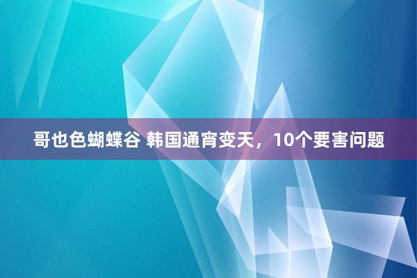 哥也色蝴蝶谷 韩国通宵变天，10个要害问题