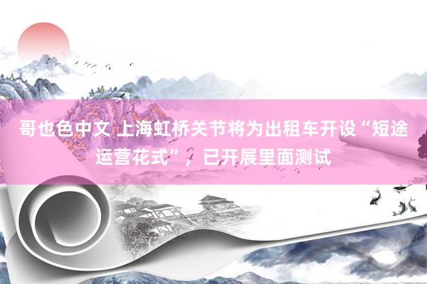 哥也色中文 上海虹桥关节将为出租车开设“短途运营花式”，已开展里面测试
