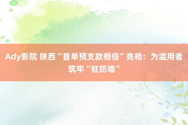 Ady影院 陕西“首单预支款相信”亮相：为滥用者筑牢“驻防墙”