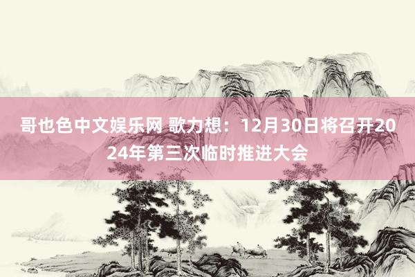 哥也色中文娱乐网 歌力想：12月30日将召开2024年第三次临时推进大会
