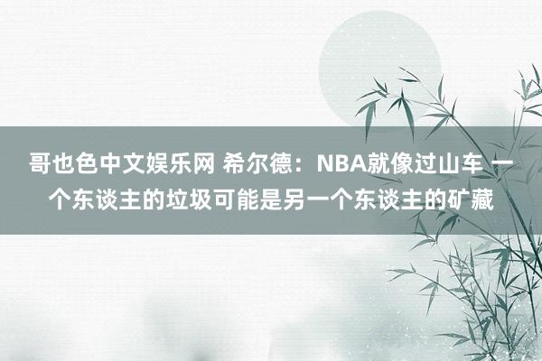 哥也色中文娱乐网 希尔德：NBA就像过山车 一个东谈主的垃圾可能是另一个东谈主的矿藏