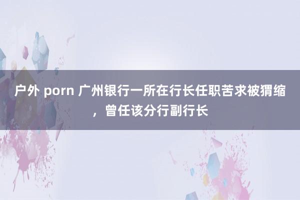 户外 porn 广州银行一所在行长任职苦求被猬缩，曾任该分行副行长
