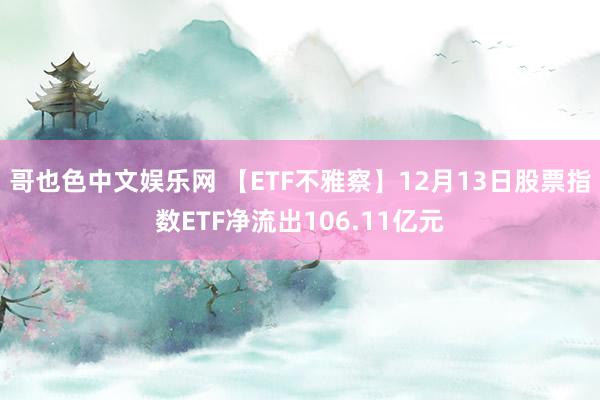 哥也色中文娱乐网 【ETF不雅察】12月13日股票指数ETF净流出106.11亿元