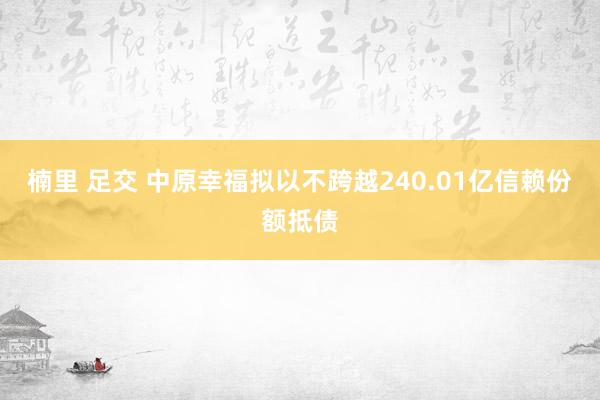 楠里 足交 中原幸福拟以不跨越240.01亿信赖份额抵债