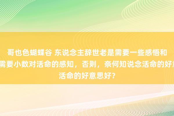 哥也色蝴蝶谷 东说念主辞世老是需要一些感悟和感动，需要小数对活命的感知，否则，奈何知说念活命的好意思好？