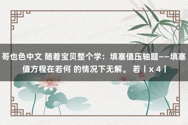 哥也色中文 随着宝贝整个学：填塞值压轴题——填塞值方程在若何 的情况下无解。 若丨x 4丨