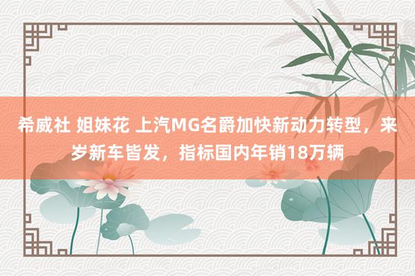 希威社 姐妹花 上汽MG名爵加快新动力转型，来岁新车皆发，指标国内年销18万辆