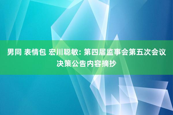 男同 表情包 宏川聪敏: 第四届监事会第五次会议决策公告内容摘抄