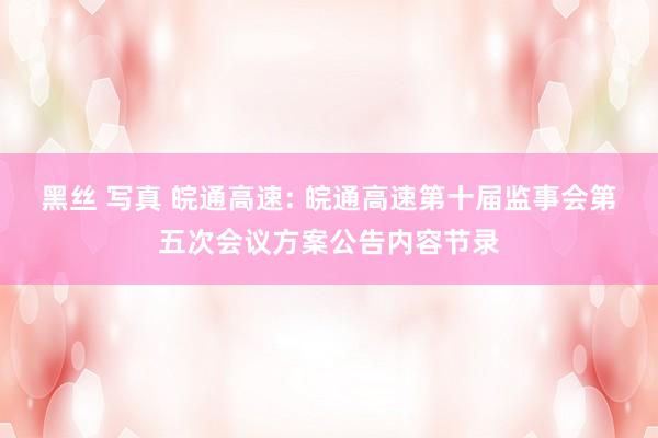 黑丝 写真 皖通高速: 皖通高速第十届监事会第五次会议方案公告内容节录