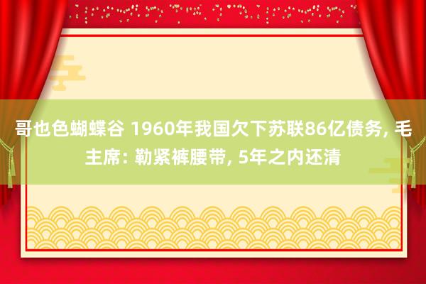 哥也色蝴蝶谷 1960年我国欠下苏联86亿债务， 毛主席: 勒紧裤腰带， 5年之内还清
