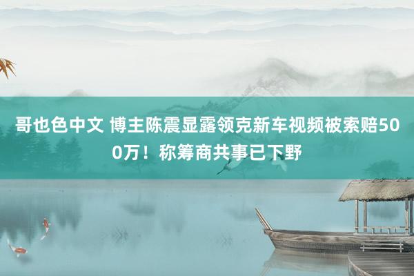 哥也色中文 博主陈震显露领克新车视频被索赔500万！称筹商共事已下野