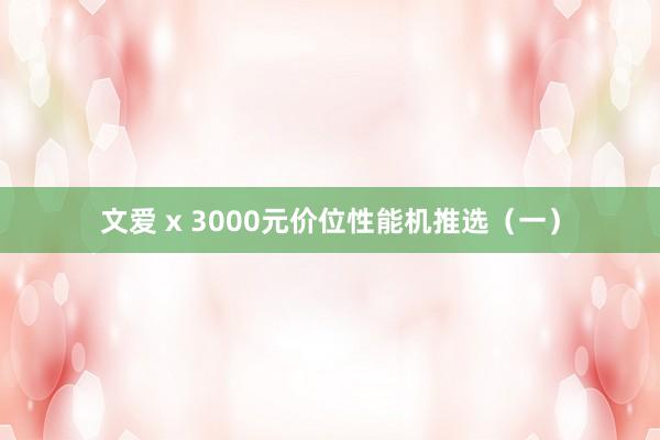 文爱 x 3000元价位性能机推选（一）