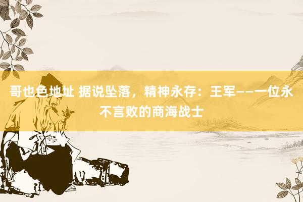 哥也色地址 据说坠落，精神永存：王军——一位永不言败的商海战士