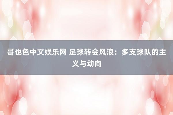 哥也色中文娱乐网 足球转会风浪：多支球队的主义与动向