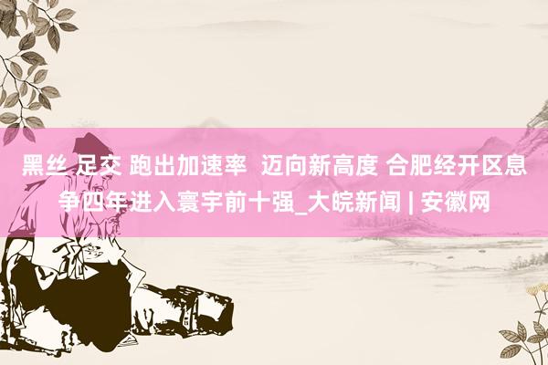 黑丝 足交 跑出加速率  迈向新高度 合肥经开区息争四年进入寰宇前十强_大皖新闻 | 安徽网