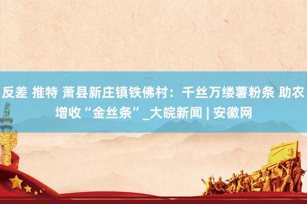 反差 推特 萧县新庄镇铁佛村：千丝万缕薯粉条 助农增收“金丝条”_大皖新闻 | 安徽网