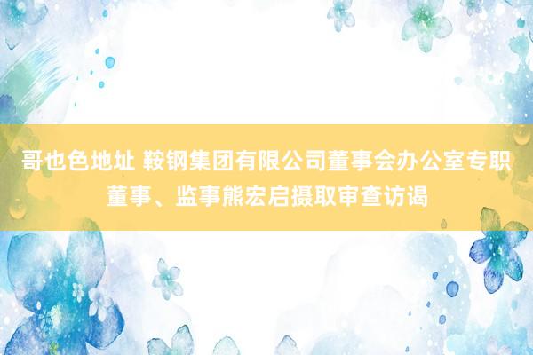 哥也色地址 鞍钢集团有限公司董事会办公室专职董事、监事熊宏启摄取审查访谒
