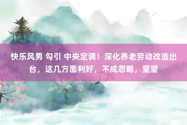 快乐风男 勾引 中央定调！深化养老劳动改造出台，这几方面利好，不成忽略，望望