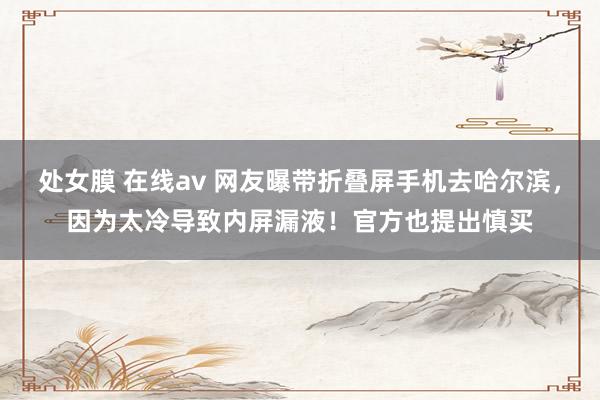 处女膜 在线av 网友曝带折叠屏手机去哈尔滨，因为太冷导致内屏漏液！官方也提出慎买