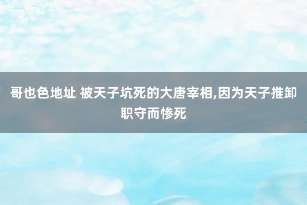 哥也色地址 被天子坑死的大唐宰相，因为天子推卸职守而惨死