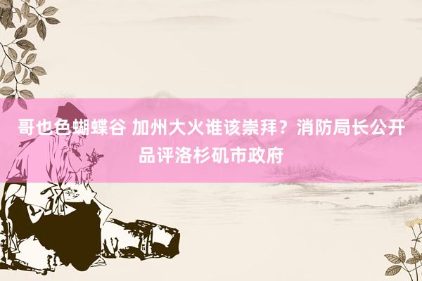 哥也色蝴蝶谷 加州大火谁该崇拜？消防局长公开品评洛杉矶市政府