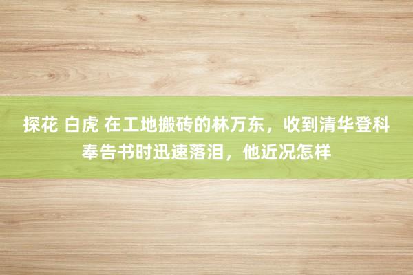 探花 白虎 在工地搬砖的林万东，收到清华登科奉告书时迅速落泪，他近况怎样