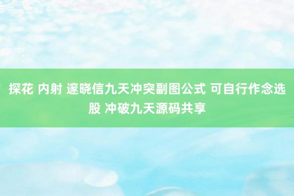 探花 内射 邃晓信九天冲突副图公式 可自行作念选股 冲破九天源码共享