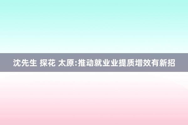 沈先生 探花 太原:推动就业业提质增效有新招