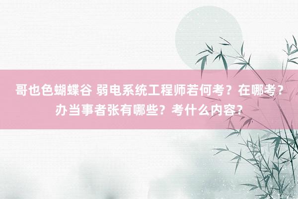 哥也色蝴蝶谷 弱电系统工程师若何考？在哪考？办当事者张有哪些？考什么内容？