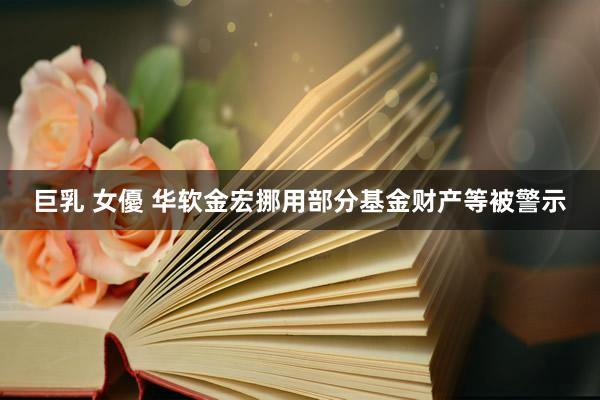 巨乳 女優 华软金宏挪用部分基金财产等被警示