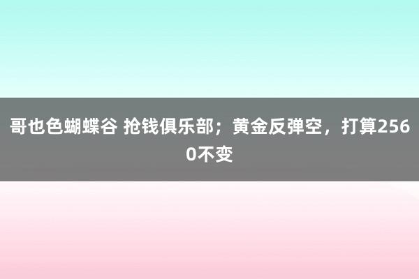 哥也色蝴蝶谷 抢钱俱乐部；黄金反弹空，打算2560不变