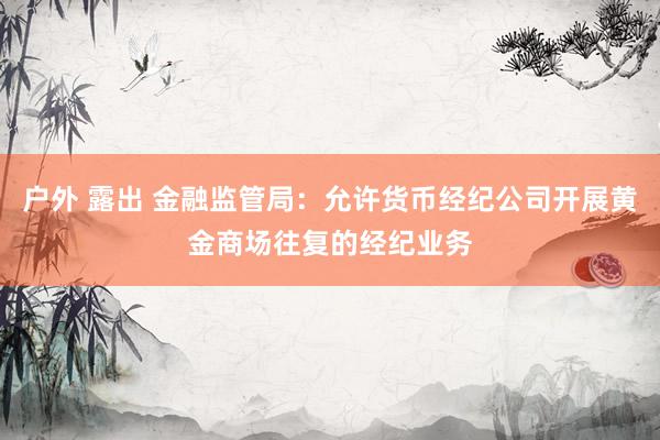 户外 露出 金融监管局：允许货币经纪公司开展黄金商场往复的经纪业务