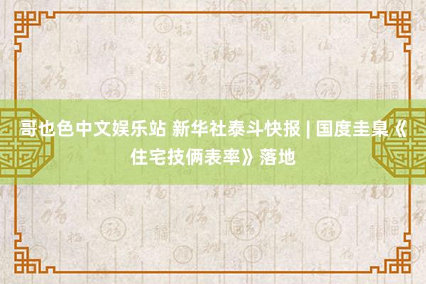 哥也色中文娱乐站 新华社泰斗快报 | 国度圭臬《住宅技俩表率》落地