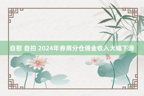 自慰 自拍 2024年券商分仓佣金收入大幅下滑