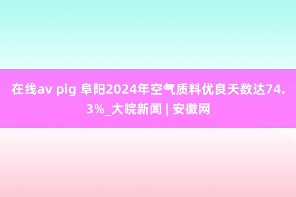 在线av pig 阜阳2024年空气质料优良天数达74.3%_大皖新闻 | 安徽网