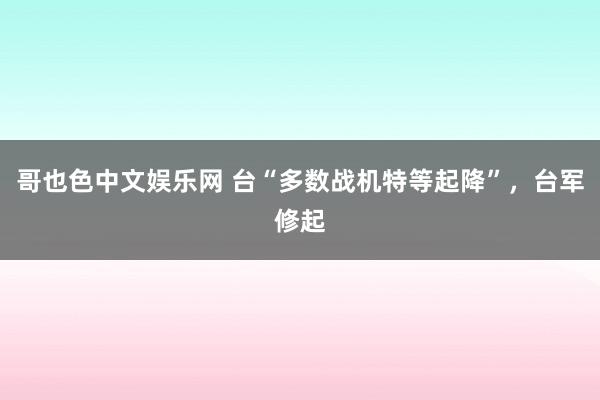 哥也色中文娱乐网 台“多数战机特等起降”，台军修起