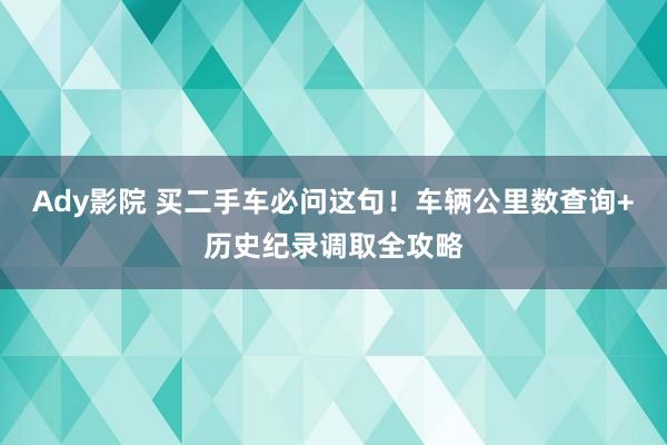 Ady影院 买二手车必问这句！车辆公里数查询+历史纪录调取全攻略