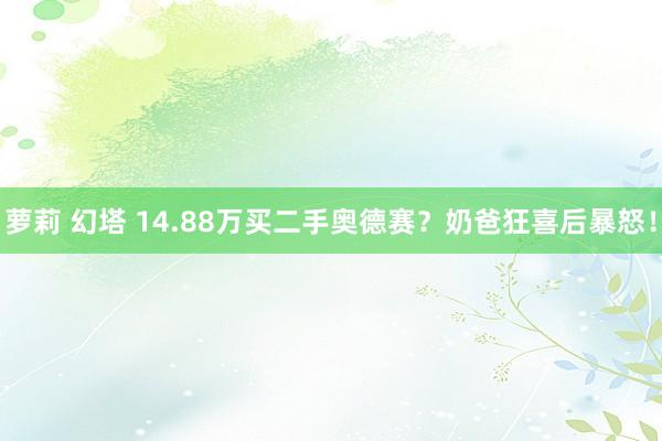 萝莉 幻塔 14.88万买二手奥德赛？奶爸狂喜后暴怒！