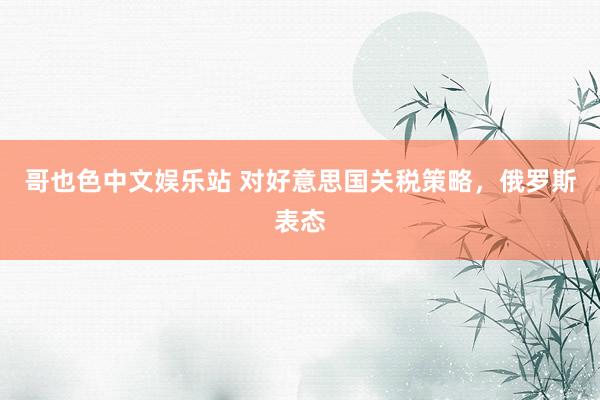哥也色中文娱乐站 对好意思国关税策略，俄罗斯表态