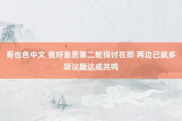 哥也色中文 俄好意思第二轮探讨在即 两边已就多项议题达成共鸣