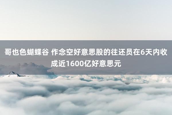 哥也色蝴蝶谷 作念空好意思股的往还员在6天内收成近1600亿好意思元