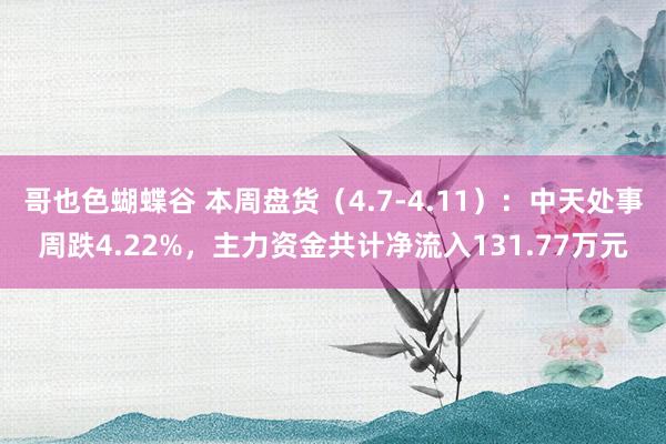 哥也色蝴蝶谷 本周盘货（4.7-4.11）：中天处事周跌4.22%，主力资金共计净流入131.77万元