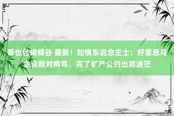 哥也色蝴蝶谷 最新！知情东说念主士：好意思乌会谈敌对病笃，完了矿产公约出路迷茫