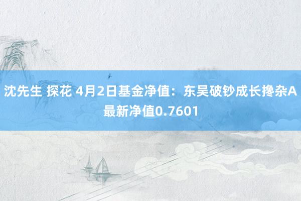 沈先生 探花 4月2日基金净值：东吴破钞成长搀杂A最新净值0.7601