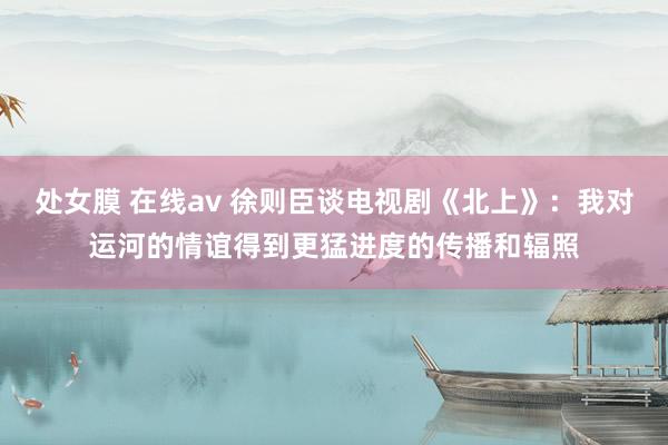 处女膜 在线av 徐则臣谈电视剧《北上》：我对运河的情谊得到更猛进度的传播和辐照