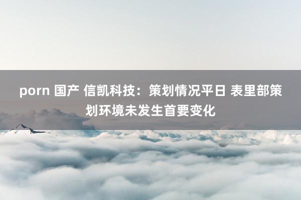 porn 国产 信凯科技：策划情况平日 表里部策划环境未发生首要变化